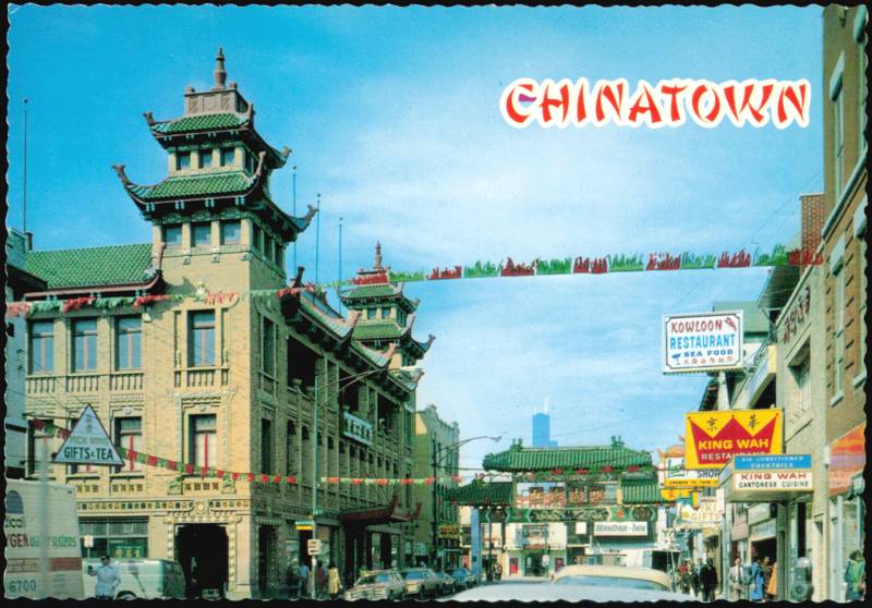 Chinatown Gate, On Leong Building & Restaurants Chicago Illinois