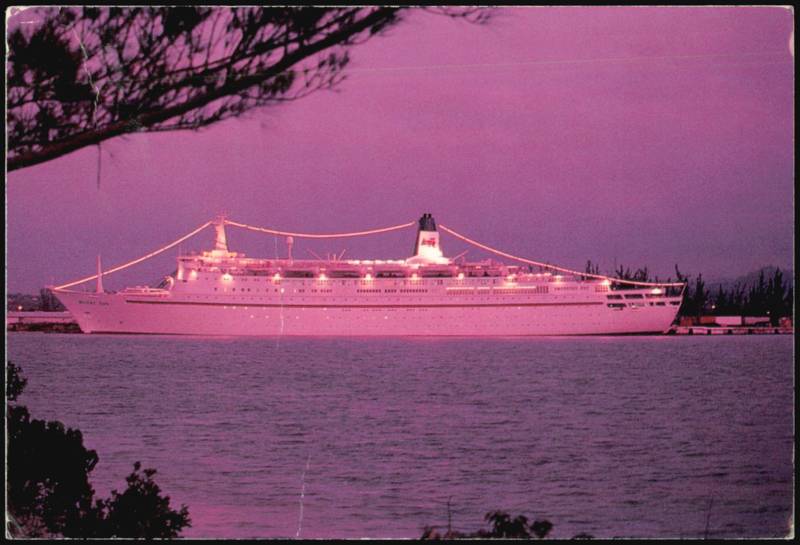Regent Sun Regency Cruises Ship Illuminated at Night
