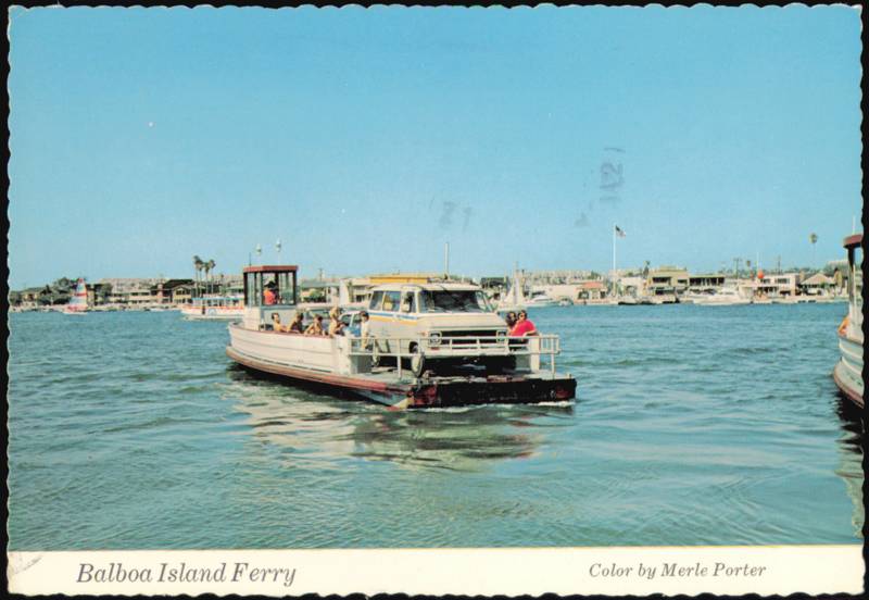 Balboa Island Ferry Carrying Van and Passengers California