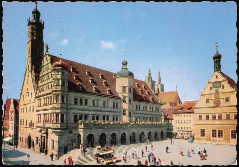 Rathaus Town-Hall and Marktplatz Rothenburg ob der Tauber Germany