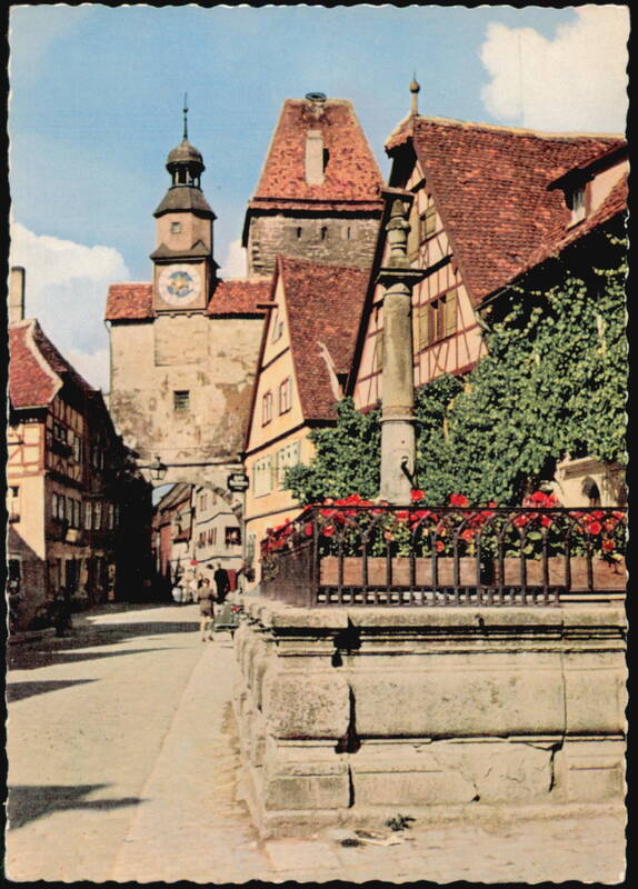 Markusturm with Fountain, Hotel Goldener Hirsch Stamp Rothenburg ob der Tauber Germany