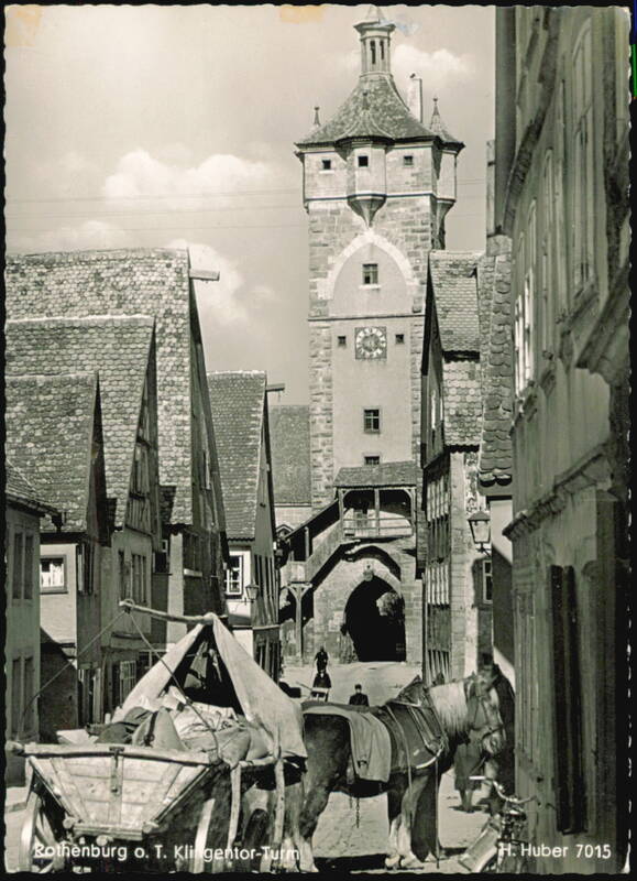 Klingentor-Turm Street Scene with Horse Cart Rothenburg ob der Tauber Germany