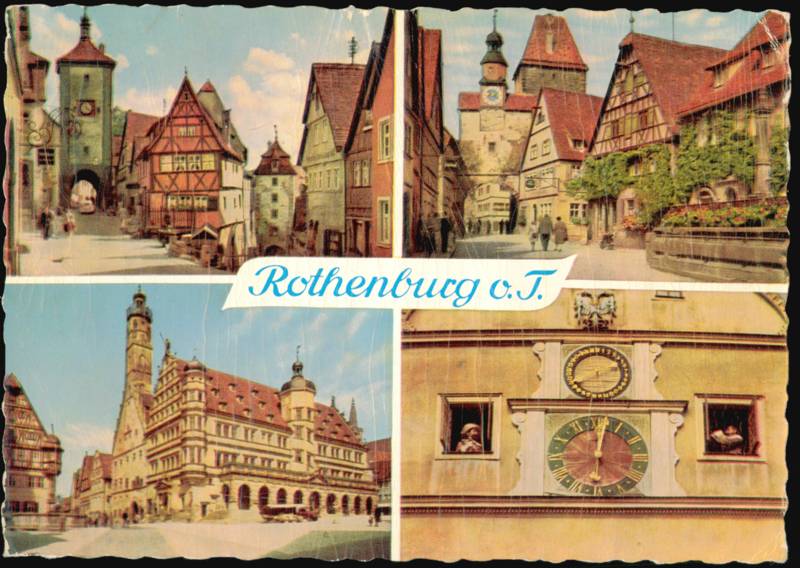 Markusturm, Plönlein, Rathaus, Meistertrunk Multi-View Rothenburg ob der Tauber Germany