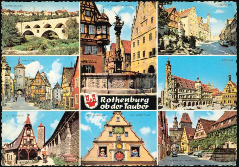 Multi-View City Landmarks including Plönlein & Rathaus Rothenburg ob der Tauber Germany