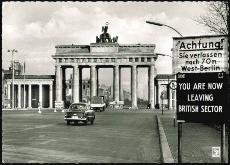 Brandenburger Tor with British Sector Border Sign Berlin Germany