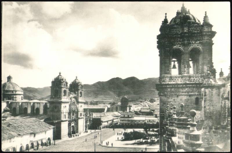 Plaza de Armas from Cathedral Tower Cusco Peru