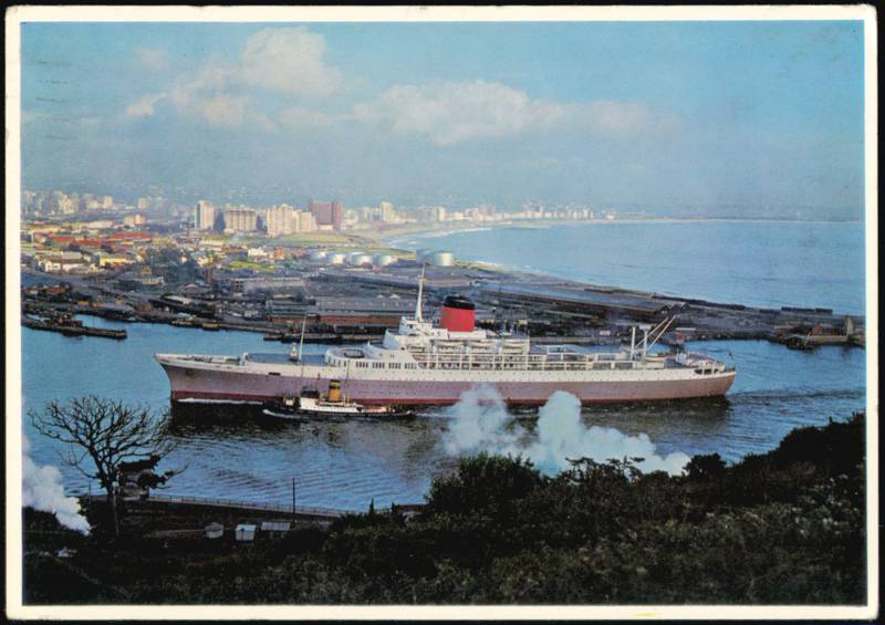 Union-Castle Mail Boat Entering Durban Harbour South Africa