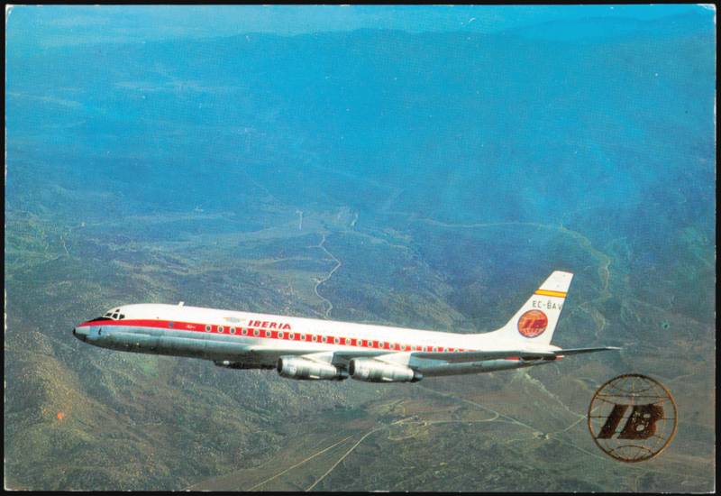 Iberia Airlines Douglas DC-8/52 Turbofan Jet in Flight