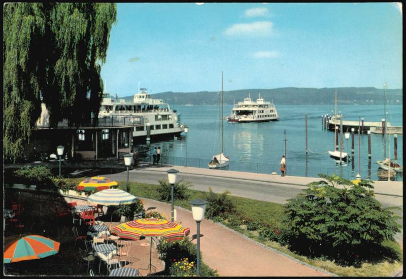 Lake Constance Ferry Boats and Waterfront Café Konstanz Germany