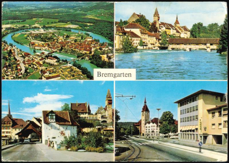 Multi-View of Historic Old Town and Covered Bridge Bremgarten Switzerland