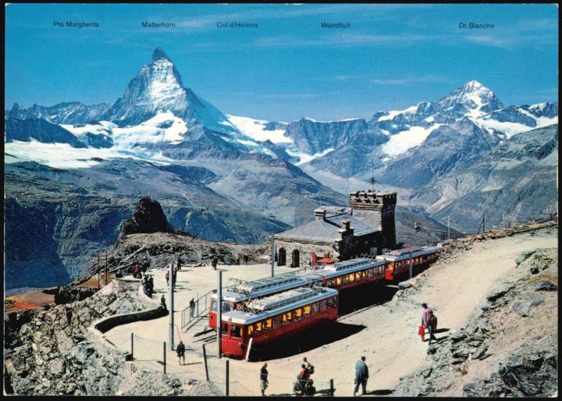 Station Gornergrat with Matterhorn & Cogwheel Train Zermatt Switzerland
