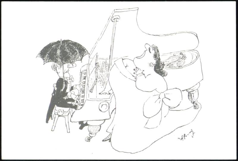 Gerard Hoffnung Opera Singer and Pianist Cartoon Cartoons