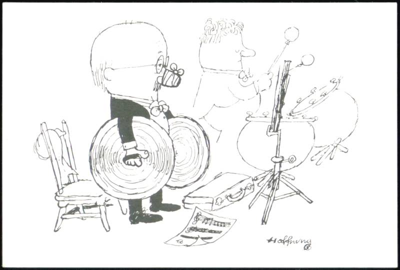 Gerard Hoffnung Cartoon Cymbal Player Timpani Orchestra
