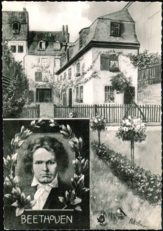 Beethoven Portrait and Beethovenhaus by H. Hoffmann Bonn Germany