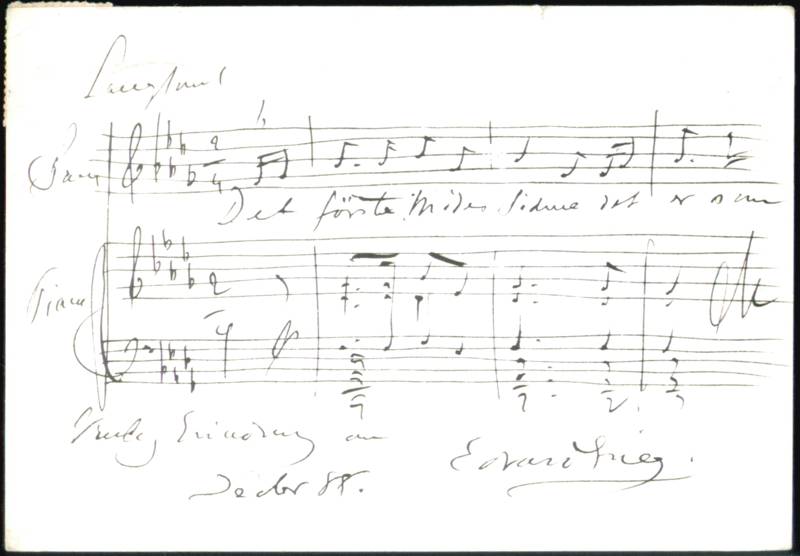 Edvard Grieg Autograph Musical Score, Troldhaugen Norway