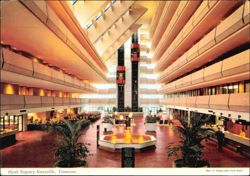 Hyatt Regency Hotel Dramatic Aztec Pyramid Atrium Lobby Postcard