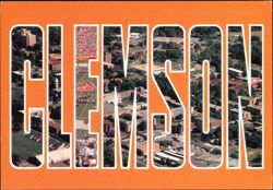 Clemson University Campus Aerial Large Letter View Postcard