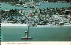 Aerial View of Bridge and Fishing Pier Postcard