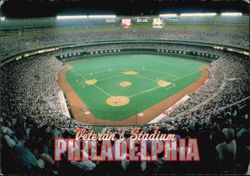 Veteran's Stadium Phillies Baseball Game at Night Postcard