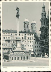 Marienplatz, Mariensäule und Frauenkirche Postcard