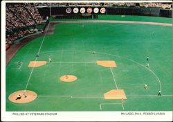 Phillies at Veterans Stadium Baseball Game Action Postcard