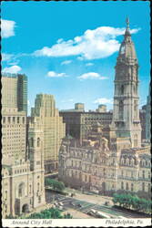Around City Hall and Masonic Temple Postcard