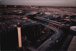 O'Hare Airport Aerial View with Terminals & Planes Postcard