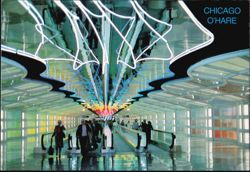 O'Hare Airport United Walkway 'The Sky's The Limit' Postcard