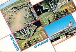 O'Hare Airport & The Sky's the Limit Neon Walkway Postcard