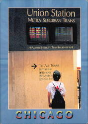 Union Station Metra Suburban Trains Concourse Postcard