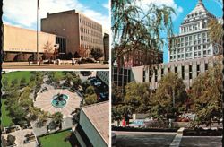 Courthouse Square Downtown Plaza Three Views Postcard