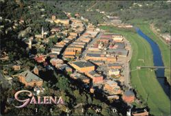 Aerial View of Historic Town and Galena River Postcard