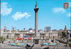 Nelson's Column & Trafalgar Square, National Gallery Postcard