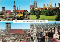 Olympiastadt Multi-View: Viktualienmarkt & Frauenkirche Postcard