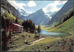 Berggasthaus Seealpsee with Altmann & Säntis Peaks Postcard