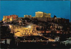 The Acropolis Illuminated at Night Postcard