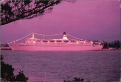 Regent Sun Regency Cruises Ship Illuminated at Night Postcard