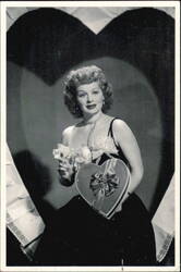 Lucille Ball with Valentine Heart Chocolate Box Postcard