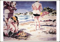 "Voula" Watercolor Beach Scene by Marion Moir Postcard