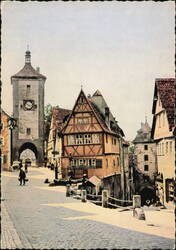 Plönlein Street Scene with Siebersturm Gate Postcard