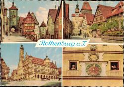 Markusturm, Plönlein, Rathaus, Meistertrunk Multi-View Postcard