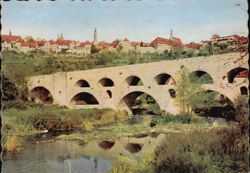 Doppelbrücke Stone Bridge with Medieval Town Skyline Postcard