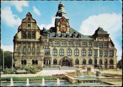Historic Rathaus Town Hall with Front Plaza Fountains Postcard