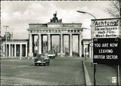 Brandenburger Tor with British Sector Border Sign Postcard
