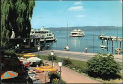 Lake Constance Ferry Boats and Waterfront Café Postcard