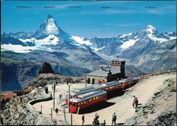 Station Gornergrat with Matterhorn & Cogwheel Train Postcard