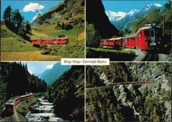 Brig-Visp-Zermatt-Bahn Railway Scenes Postcard