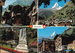 Matterhorn, Bergführerdenkmal, Viehgasse & Dorfplatz Postcard