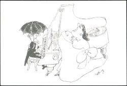 Gerard Hoffnung Opera Singer and Pianist Cartoon Postcard