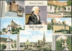 Josef Haydn Memorial Card, Multiview Austrian Landmarks Postcard